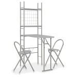 vidaXL Set mobilier bucătărie cu depozitare, 3 piese, gri, MDF și oțel vidaXL Set mobilier bucătărie cu depozitare, 3 piese, gri, MDF și oțel