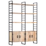 vidaXL Bibliotecă cu 4 rafturi, 124 x 30 x 180 cm, lemn masiv de mango vidaXL Bibliotecă cu 4 rafturi, 124 x 30 x 180 cm, lemn masiv de mango