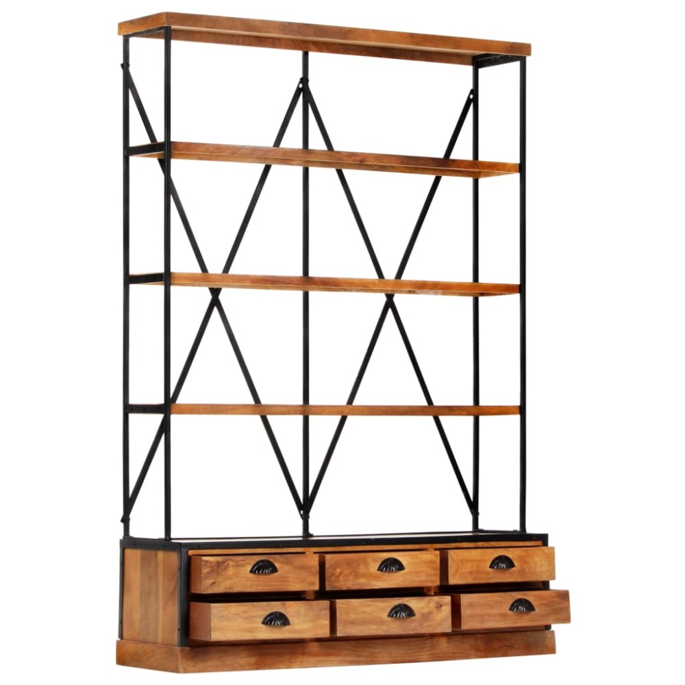 vidaXL Bibliotecă 4 rafturi 6 sertare 122x36x181 cm lemn masiv mango