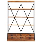 vidaXL Bibliotecă 4 rafturi 6 sertare 122x36x181 cm lemn masiv mango vidaXL Bibliotecă 4 rafturi 6 sertare 122x36x181 cm lemn masiv mango