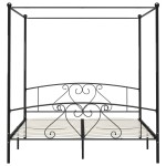 vidaXL Cadru de pat cu baldachin, negru, 180 x 200 cm, metal