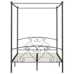 vidaXL Cadru de pat cu baldachin, gri, 140 x 200 cm, metal