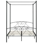 vidaXL Cadru de pat cu baldachin, gri, 160 x 200 cm, metal