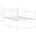 vidaXL Cadru de pat cu bază din șipci, alb, 90 x 200 cm, metal