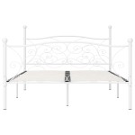vidaXL Cadru de pat cu bază din șipci, alb, 120 x 200 cm, metal
