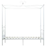 vidaXL Cadru de pat cu baldachin, alb, 90 x 200 cm, metal