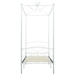 vidaXL Cadru de pat cu baldachin, alb, 100 x 200 cm, metal
