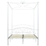 vidaXL Cadru de pat cu baldachin, alb, 120 x 200 cm, metal