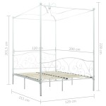 vidaXL Cadru de pat cu baldachin, alb, 120 x 200 cm, metal