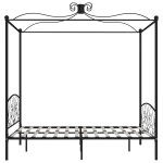 vidaXL Cadru de pat cu baldachin, negru, 180 x 200 cm, metal