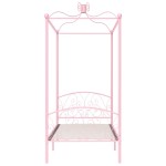 vidaXL Cadru de pat cu baldachin, roz, 90 x 200 cm, metal