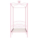 vidaXL Cadru de pat cu baldachin, roz, 100 x 200 cm, metal