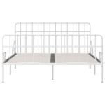 vidaXL Cadru de pat cu bază din șipci, alb, 200 x 200 cm, metal