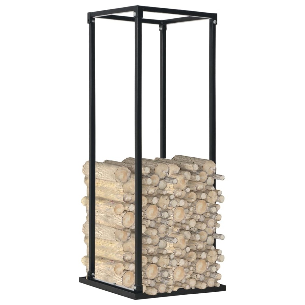 vidaXL Rastel lemne de foc, cu postament, negru, 37x37x113 cm, oțel