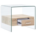vidaXL Măsuță de cafea cu sertar, 50x50x45 cm, sticlă securizată