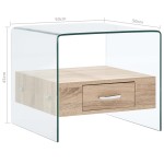 vidaXL Măsuță de cafea cu sertar, 50x50x45 cm, sticlă securizată
