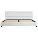 vidaXL Cadru de pat cu LED, alb, 120 x 200 cm, piele ecologică