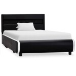 vidaXL Cadru de pat cu LED, negru, 100 x 200 cm, piele ecologică vidaXL Cadru de pat cu LED, negru, 100 x 200 cm, piele ecologică