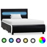 vidaXL Cadru de pat cu LED, negru, 100 x 200 cm, piele ecologică vidaXL Cadru de pat cu LED, negru, 100 x 200 cm, piele ecologică