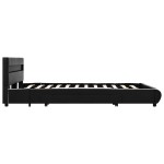 vidaXL Cadru de pat cu LED, negru, 140 x 200 cm, piele ecologică