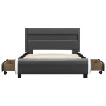 vidaXL Cadru de pat cu LED, antracit, 90 x 200 cm, piele ecologică