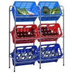 vidaXL Raft de depozitare pentru 6 lăzi, argintiu, 96x33x116 cm, oțel vidaXL Raft de depozitare pentru 6 lăzi, argintiu, 96x33x116 cm, oțel