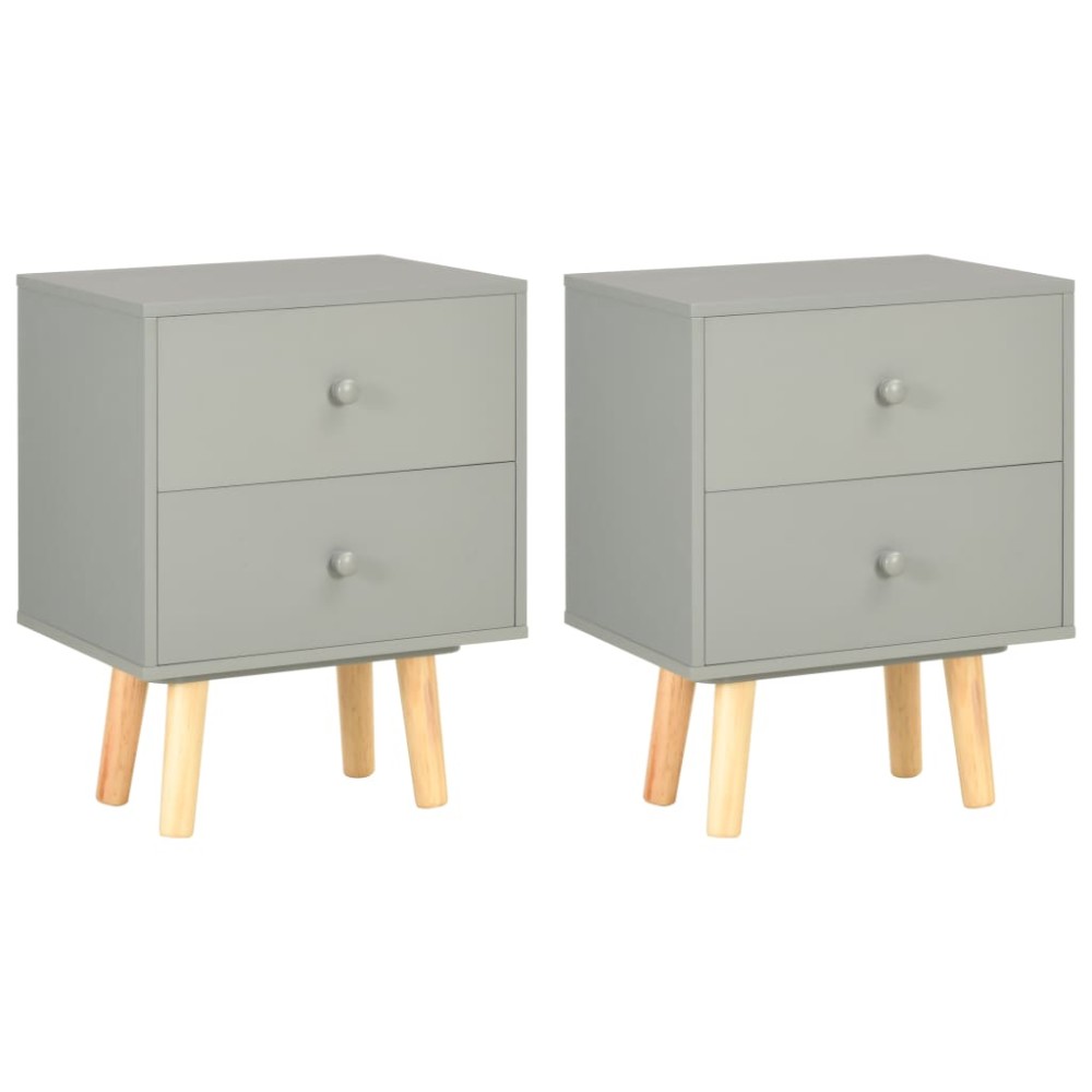 vidaXL Noptiere, 2 buc., gri, 40 x 30 x 50 cm, lemn masiv de pin