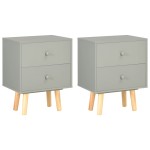 vidaXL Noptiere, 2 buc., gri, 40 x 30 x 50 cm, lemn masiv de pin vidaXL Noptiere, 2 buc., gri, 40 x 30 x 50 cm, lemn masiv de pin