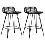 vidaXL Scaune de bar, 2 buc., negru, ratan vidaXL Scaune de bar, 2 buc., negru, ratan