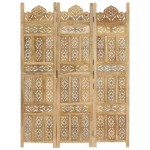 vidaXL Paravan cameră sculptat manual 3 panouri 120x165 cm mango