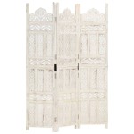 vidaXL Paravan cameră sculptat manual 3 panouri alb 120x165 cm mango vidaXL Paravan cameră sculptat manual 3 panouri alb 120x165 cm mango