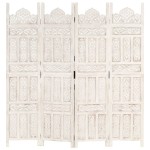 vidaXL Paravan cameră sculptat manual, 4 panouri, alb 160x165 cm mango vidaXL Paravan cameră sculptat manual, 4 panouri, alb 160x165 cm mango