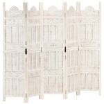 vidaXL Paravan cameră sculptat manual 5 panouri alb 200x165 cm mango vidaXL Paravan cameră sculptat manual 5 panouri alb 200x165 cm mango