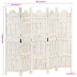 vidaXL Paravan cameră sculptat manual 5 panouri alb 200x165 cm mango vidaXL Paravan cameră sculptat manual 5 panouri alb 200x165 cm mango