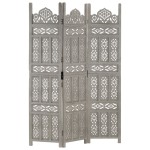 vidaXL Paravan cameră sculptat manual 3 panouri gri 120x165 cm mango vidaXL Paravan cameră sculptat manual 3 panouri gri 120x165 cm mango
