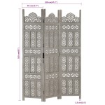 vidaXL Paravan cameră sculptat manual 3 panouri gri 120x165 cm mango vidaXL Paravan cameră sculptat manual 3 panouri gri 120x165 cm mango