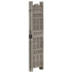 vidaXL Paravan cameră sculptat manual 4 panouri gri 160x165 cm mango vidaXL Paravan cameră sculptat manual 4 panouri gri 160x165 cm mango