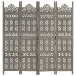 vidaXL Paravan cameră sculptat manual 4 panouri gri 160x165 cm mango vidaXL Paravan cameră sculptat manual 4 panouri gri 160x165 cm mango