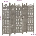 vidaXL Paravan cameră sculptat manual 5 panouri gri 200x165 cm mango vidaXL Paravan cameră sculptat manual 5 panouri gri 200x165 cm mango