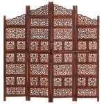 vidaXL Paravan cameră sculptat manual 4 panouri maro 160x165 cm mango vidaXL Paravan cameră sculptat manual 4 panouri maro 160x165 cm mango