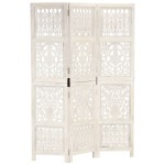 vidaXL Paravan cameră sculptat manual 3 panouri alb 120x165 cm mango vidaXL Paravan cameră sculptat manual 3 panouri alb 120x165 cm mango