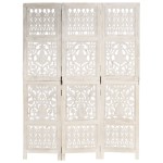vidaXL Paravan cameră sculptat manual 3 panouri alb 120x165 cm mango vidaXL Paravan cameră sculptat manual 3 panouri alb 120x165 cm mango
