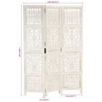 vidaXL Paravan cameră sculptat manual 3 panouri alb 120x165 cm mango vidaXL Paravan cameră sculptat manual 3 panouri alb 120x165 cm mango