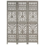 vidaXL Paravan cameră sculptat manual 3 panouri gri 120x165 cm mango vidaXL Paravan cameră sculptat manual 3 panouri gri 120x165 cm mango