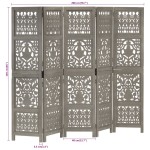 vidaXL Paravan cameră sculptat manual 5 panouri gri 200x165 cm mango vidaXL Paravan cameră sculptat manual 5 panouri gri 200x165 cm mango