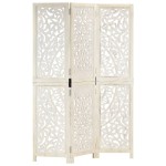 vidaXL Paravan cameră sculptat manual 3 panouri alb 120x165 cm mango vidaXL Paravan cameră sculptat manual 3 panouri alb 120x165 cm mango