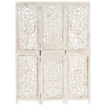 vidaXL Paravan cameră sculptat manual 3 panouri alb 120x165 cm mango vidaXL Paravan cameră sculptat manual 3 panouri alb 120x165 cm mango