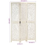 vidaXL Paravan cameră sculptat manual 3 panouri alb 120x165 cm mango vidaXL Paravan cameră sculptat manual 3 panouri alb 120x165 cm mango