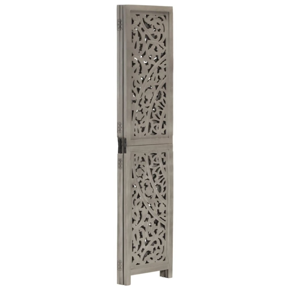 vidaXL Paravan cameră sculptat manual 3 panouri gri 120x165 cm mango