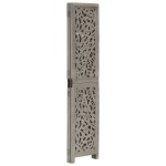 vidaXL Paravan cameră sculptat manual 3 panouri gri 120x165 cm mango vidaXL Paravan cameră sculptat manual 3 panouri gri 120x165 cm mango